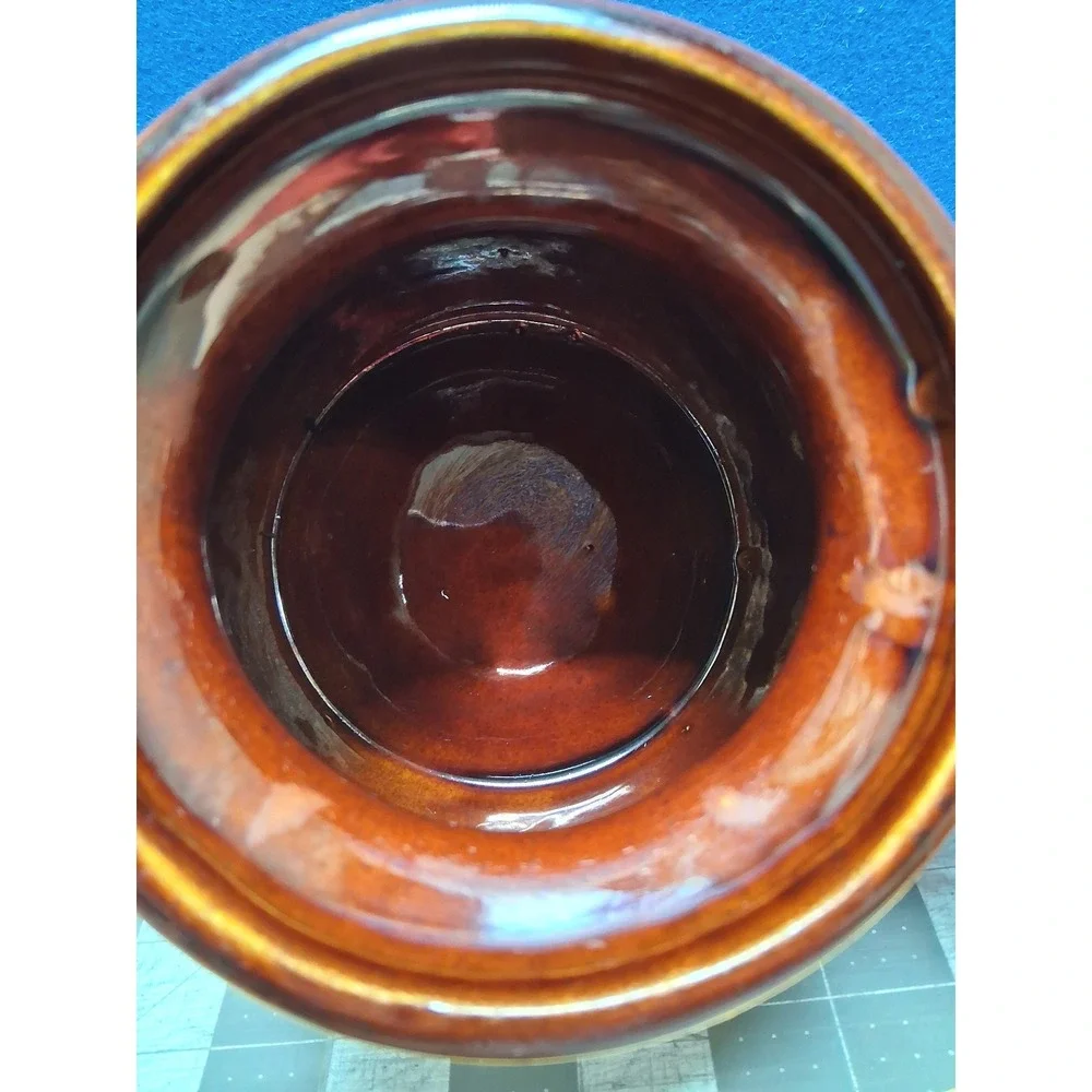 McCoy Bean Pot‎ Brown Cream Two Tone Stoneware Double Handle Lid 341 USA